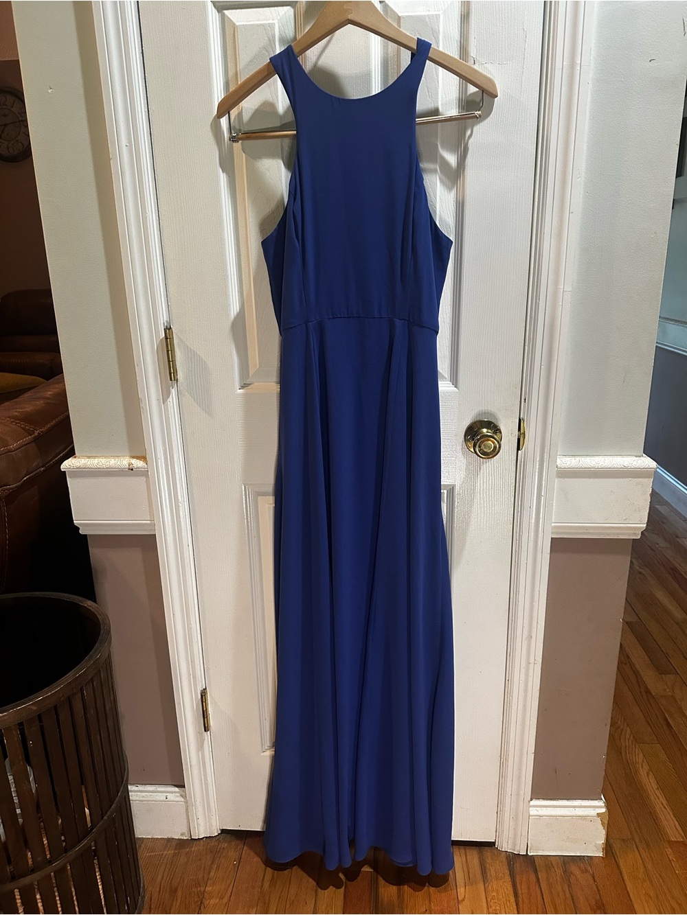 NBD X The Naven Twins Blue Halter Maxi Dress Formal Lined Slit Back Zip S